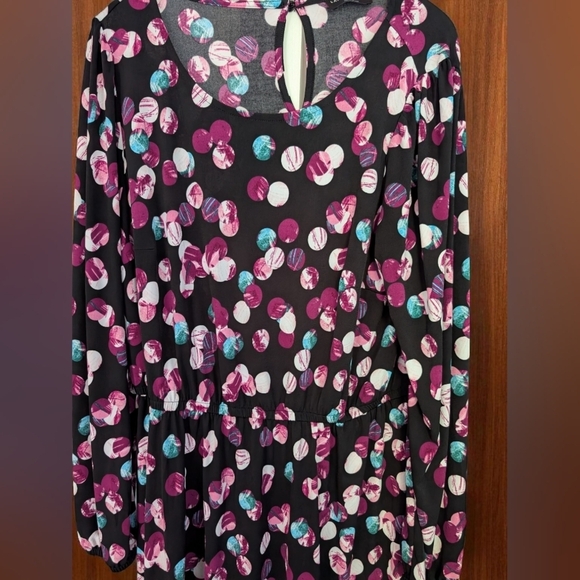 Lane Bryant Long Sleeve Fit And Flare Polka Dot Dress Size 14/16 (EUC) - Picture 7 of 16